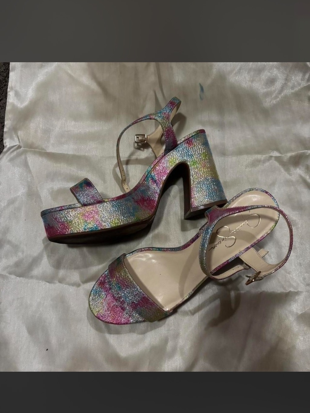 Multicolor Platform Block Heel Sandals - Women